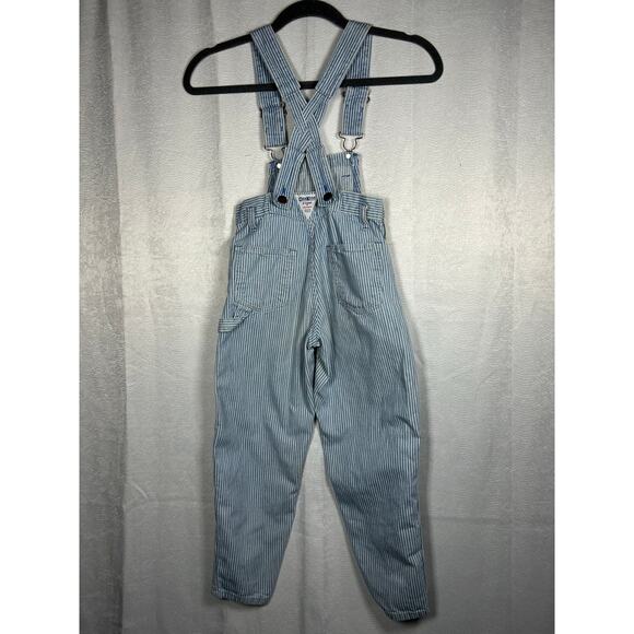 Oshkosh Bgosh Vestbak Overalls USA Railroad Hickory Stripe Vintage 90s Size 7 - Picture 1 of 11